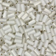 Miyuki Bugle 3mm Beads Gilt lined white opal BGL1-551